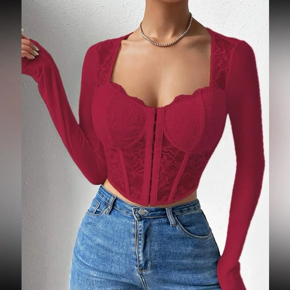 Boho lace bustier corset crop top